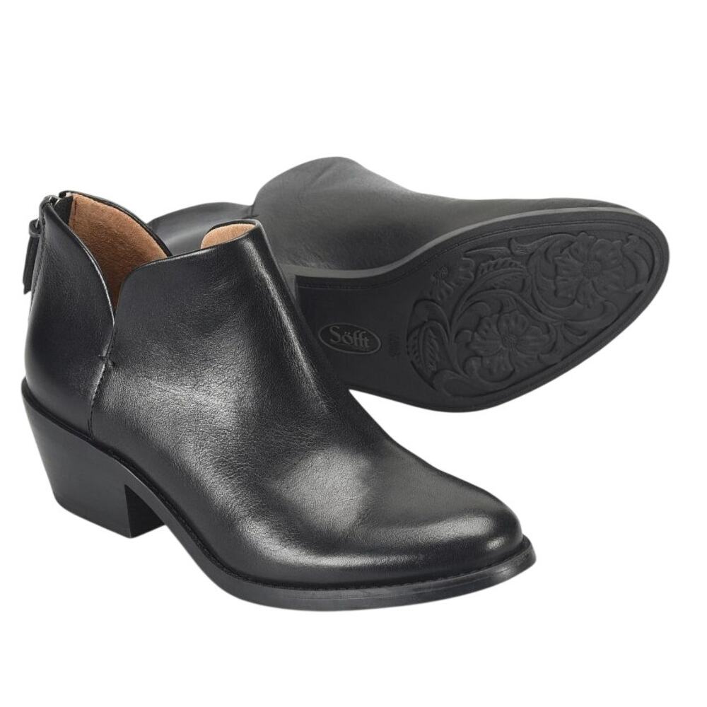 Sofft Womens Angelica Ankle Booties US 6 M EU 37 Black Leather Waterproof NWOB